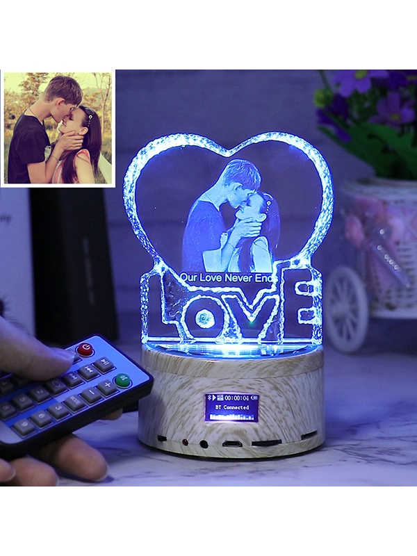 Custom 3d Photo Engraved Crystal Lamp